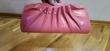 qadin canta: Qadınlar üçün şıq əl çantası (clutch) - Rəng: açıq çəhrayı, parlaq — 1