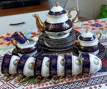 Çay dəsti, rəng - Qızılı, Farfor, 6 nəfərlik — 1
