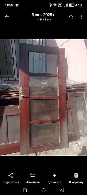 Taxta şüşəli qapı 4 eded - Material: massiv taxta karkas