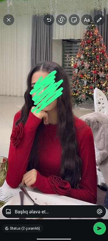 Qırmızı uzunqoll bluz - Rəng: parlaq qırmızı - Model: dar kəsim