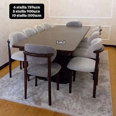 stul: Masa + 6 stul dəsti - Oval formalı geniş yemək masası - 6 ədəd yumşaq — 5