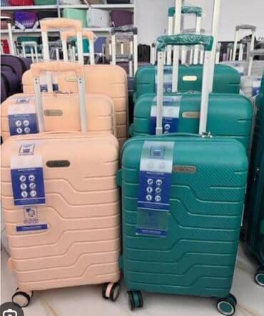 formula bilet: 3-lü sərt korpuslu çamadan dəsti – pudra/çəhrayı rəng Kicik Razmer - — 2