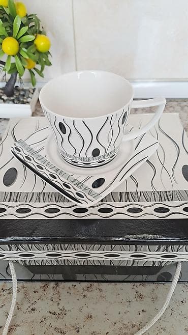 bosqab desti: Çay dəsti, rəng - Ağ, Keramika — 4