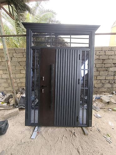 sef qap: Dəmir Həyət darvazası, Yana açılan, Mexaniki, Qapı ilə, rəng - Qəhvəyi — 5