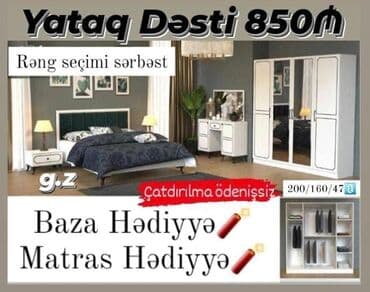 taxt qravat: *Yataq Dəsti 850Azn* *Baza hədiyyə🎁* *🎁Matras hədiyyə* *✔️Bahar — 1