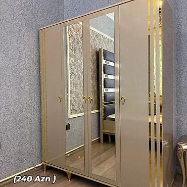 pulsuz dolab: Yeni, 4 qapılı, Güzgülü, Bej, Digər material, Açılan, Düz dolab — 1