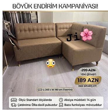 kunc divan: Məhsul: Mətbəx/otaq üçün L formalı yumşaq künc dəsti və pedikür — 1