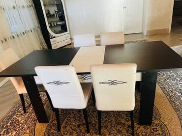 Stullar: Mətbəx üçün, Açılmayan, Dördbucaq masa, 6 stul — 1