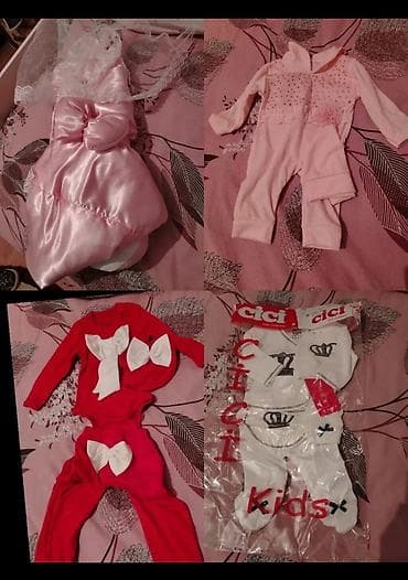 kiraye usaq geyimleri: Qız uşaqları üçün geyim dəsti - Zərif çəhrayı atlas parça ilə — 1