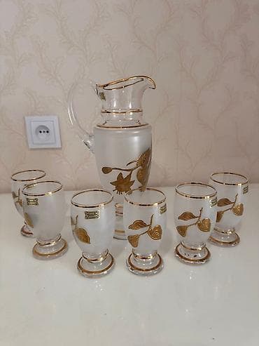 stekanlar: Çex istehsalı Egermann şüşə dəsti - Tərkib: 1 ədəd qrafın və 6 ədəd — 1