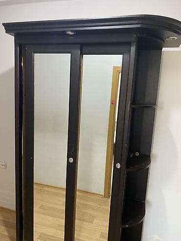 ofis dolabi: 2 qapılı, Güzgülü, Qəhvəyi, Kupe, Düz dolab — 2