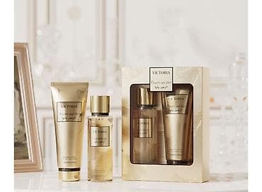 Victoria “Flowers and Her” dəstı Zərif qızılı dizaynlı 3 hissəli