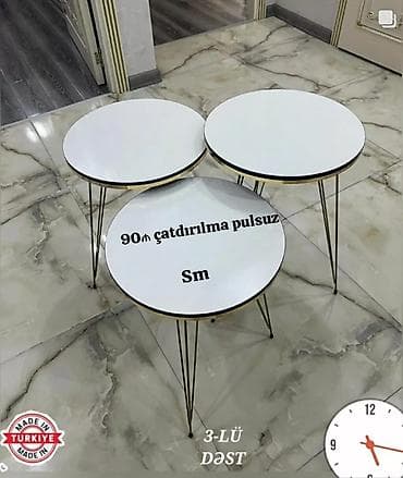 perla stol: Yumru masa, Açılmayan, Təkərsiz, Sadə laminat, Türkiyə, Zəmanətsiz, Pulsuz quraşdırılma — 1