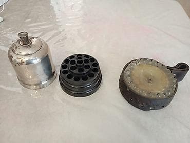 şam: Vintage şam qabağı və metal qapaq dəsti - Material: qalın şüşə şam — 6