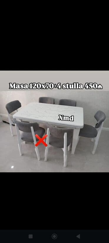 Mətbəx üçün, Açılan, Dördbucaq masa, 4 stul