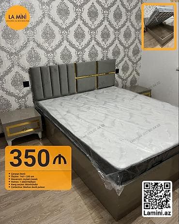 Двуспальная кровать, С подъемным механизмом, С матрасом, Без выдвижных ящиков at lalafo.az Двуспальная кровать, С подъемным механизмом, С матрасом, Без выдвижных ящиков