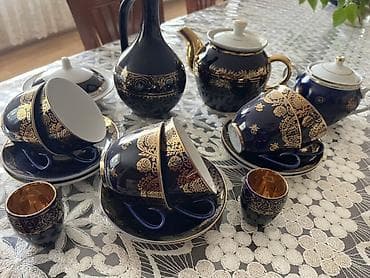 qab qasiqlar: Çay dəsti, rəng - Göy, Farfor, 6 nəfərlik — 2