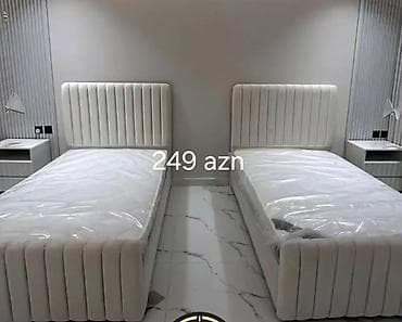 yun dosek: - Tək nəfərlik yumşaq başlıqlı çarpayı - Rəng: açıq krem/ağ - Dizayn — 1