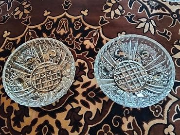 Kəsilmiş naxışlı şüşə qab dəsti - Material: qalın, şəffaf kəsimli — 2