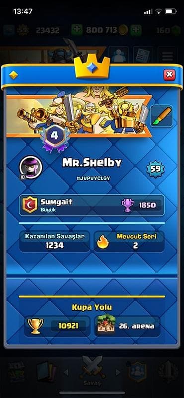 pul kolleksiyası: Clash Royale hesabı – yüksək səviyyəli kolleksiya - Kral səviyyəsi — 1