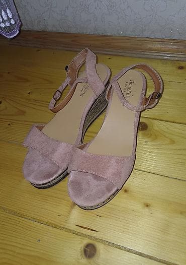 танкетка: Qadın sandaleti – platformalı (wedges) model - Rəng: pudra/çəhrayı - — 1