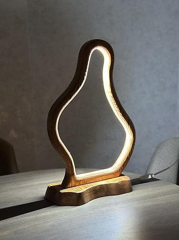 cuce sekilleri: Ağacdan dekorativ LED masa lampası - Material: təbii ağac (müxtəlif — 3