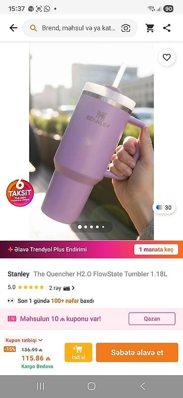 paslanmayan: Rəng - Bənövşəyi, Termofincan, Paslanmayan polad, 750-dən çox ml — 3