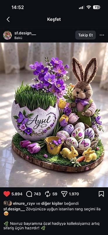 Novruz temalı əl işi hədiyyə və dekor kompozisiyaları. - Zövqünüzə