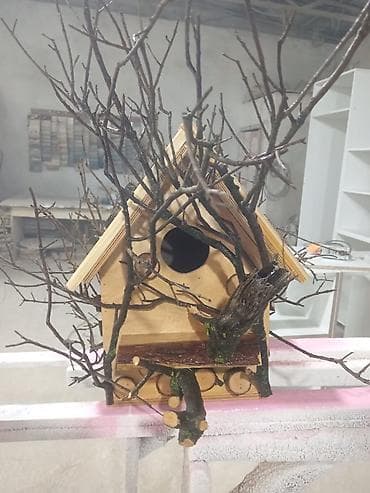 pavilin: Təbii ağacdan hazırlanmış dekorativ quş evi - Material: tamamilə ağac — 3