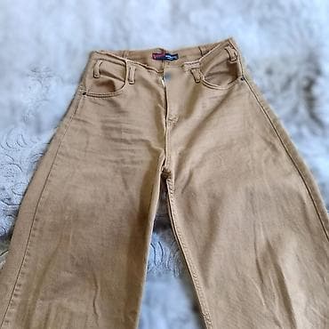 Джинсы: Qadın şalvarı – bej rəngdə denim/cins parça - Kəsim: düz, rahat — 3