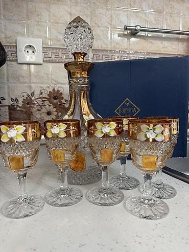 Qab-qacaq və mətbəx ləvazimatları: Bohemia Crystal 1845 – qraf və badə dəsti - Material: Orijinal — 5