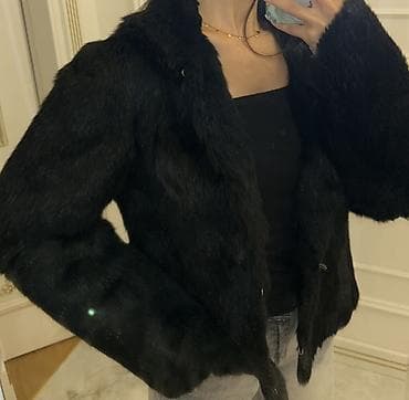 Верхняя одежда: Qadınlar üçün qara natural dovşan tükü - Model: qısa/krop — 2