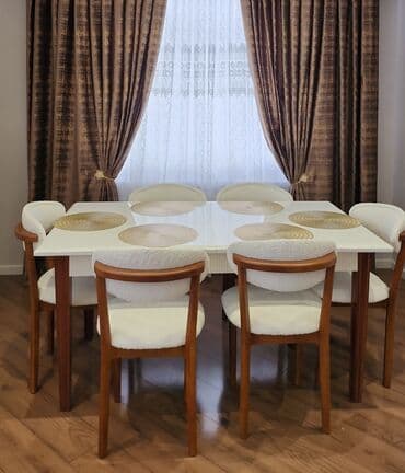 açılan stol: Qonaq otağı üçün, Yeni, Açılan, Dördbucaq masa, 6 stul — 1