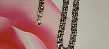 qizil sepler: Gümüşü rəngdə zəncir dəsti – boyunbağı və bilərzik - Material: metal — 2