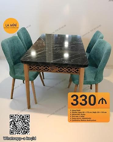 Mətbəx üçün, Açılan, Dördbucaq masa, 4 stul