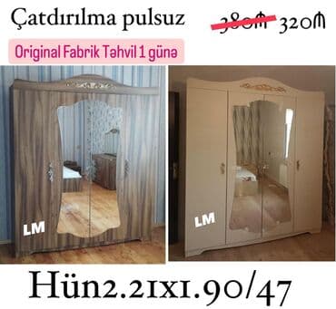 горка мебель: Yeni, Açılan, 4 qapılı Düz dolab — 1