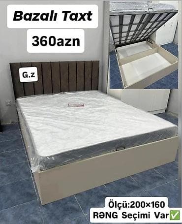 tek neferlik carpayı: Bazalı taxt – ölçü: 200×160 sm - Qalın, vertikal tikişli yumşaq — 1