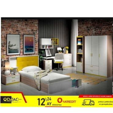 kubik gəncə: Oğlan və qız üçün, Yeni, Təknəfərlik çarpayı, Komod, Tumba, Yazı masası — 1