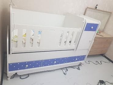10 min manata evler: Uşaq beşiyi – kombinə edilmiş model - Rəng: ağ və mavi - Yanları — 2