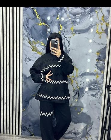 desd geyimler: Xl/2Xl e uygundurQadın iki hissəli dəst – sviter və şalvar - Rəng — 1