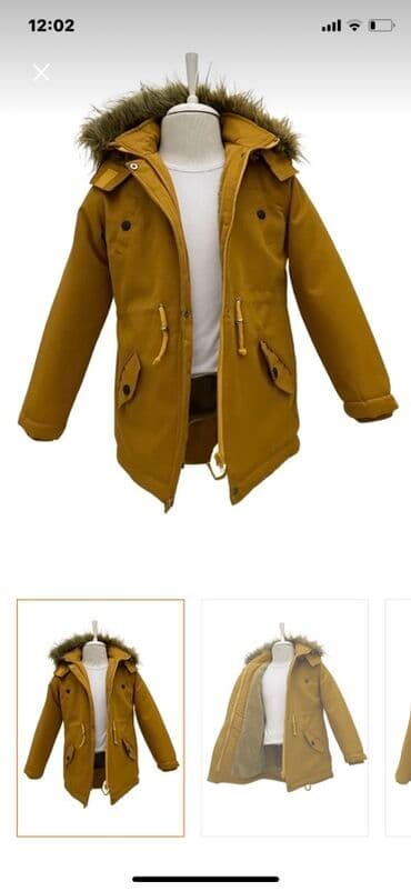 детская и подростковая одежда: Uşaq üçün xardal rəngli qış parkası - Model: kapüşonlu parkа - Rəng — 2