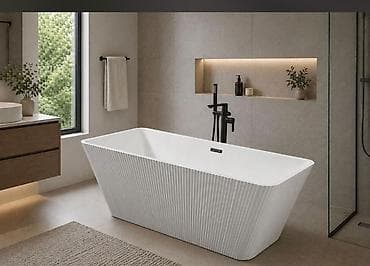 hamam aksesuarı: Müstəqil vanna – modern dizayn - Forma: düzbucaqlı, kənarları yumşaq — 1