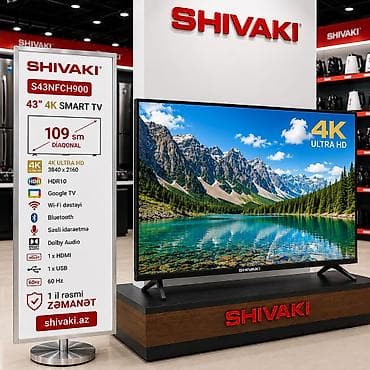 mp3: Yeni Televizor Shivaki LED ekran 43" 4K (3840x2160), Pulsuz çatdırılma — 1