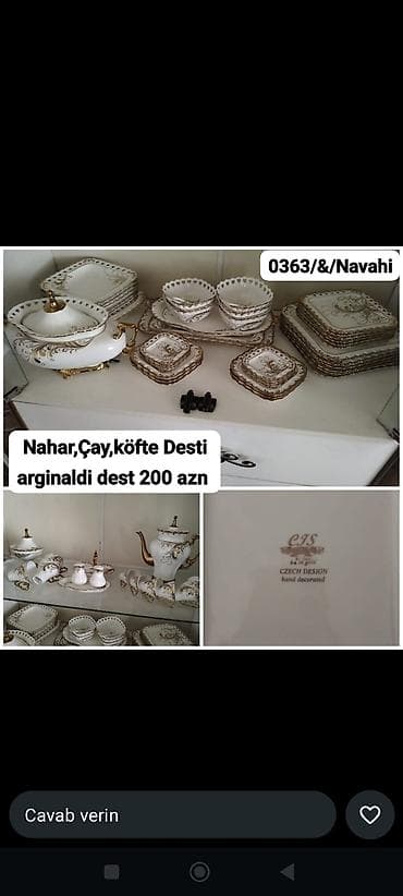 yeni ilə aid əl işləri: Nahar dəsti, rəng - Ağ, Farfor, Çexiya — 1