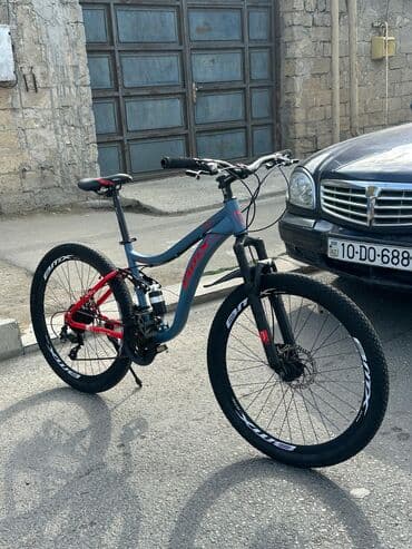 купить горный велосипед недорого: Dağ velosipedi – full suspension - Rəng: boz-göy gövdə, qırmızı arxa — 3