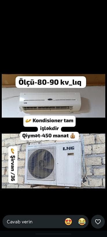 LMG split kondisioner - Gücü/örtmə sahəsi: 80–90 kv.m üçün uyğun -
