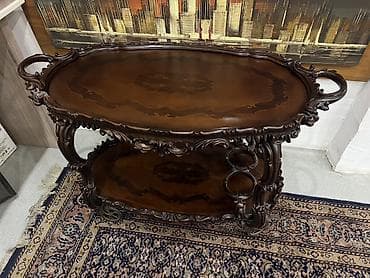 Antik üslubda ikimərtəbəli servis/çay arabası - Material: tünd lalafo.az -da Antik üslubda ikimərtəbəli servis/çay arabası - Material: tünd
