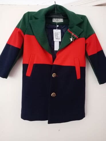 пальто зимнее: Uşaq üçün rəngli palto - Model: üçrəng zolaqlı dizayn – tünd yaşıl — 2