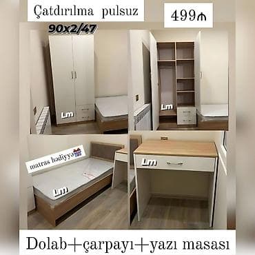 masa makeup: Gənc oda🤴 ÇARPAYI+DOLAB+Yazı masası_ 💥 Yeni və sifarişlə Qiymət  — 1