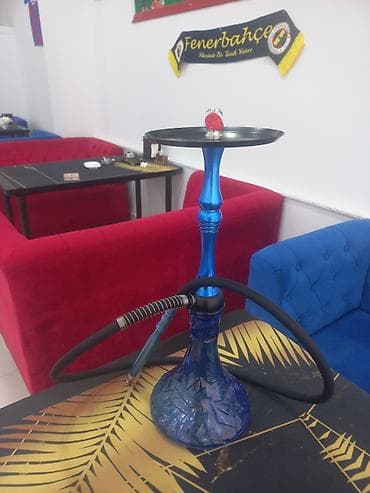 Nargilə dəsti – ALPHA HOOKAH üslubunda, metal gövdəli, şüşə qrafikli